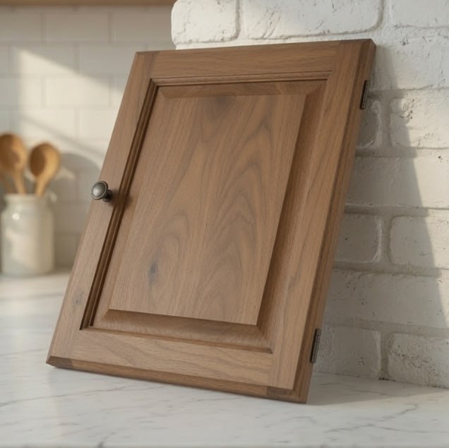 Cabinet refinishing service for doors and drawers with hard finish and custom adhesive sticker patterns for easy cleaning