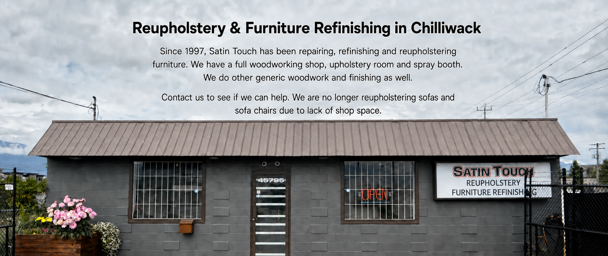 Satin Touch furniture refinishing and reupholstery shop in Chilliwack
